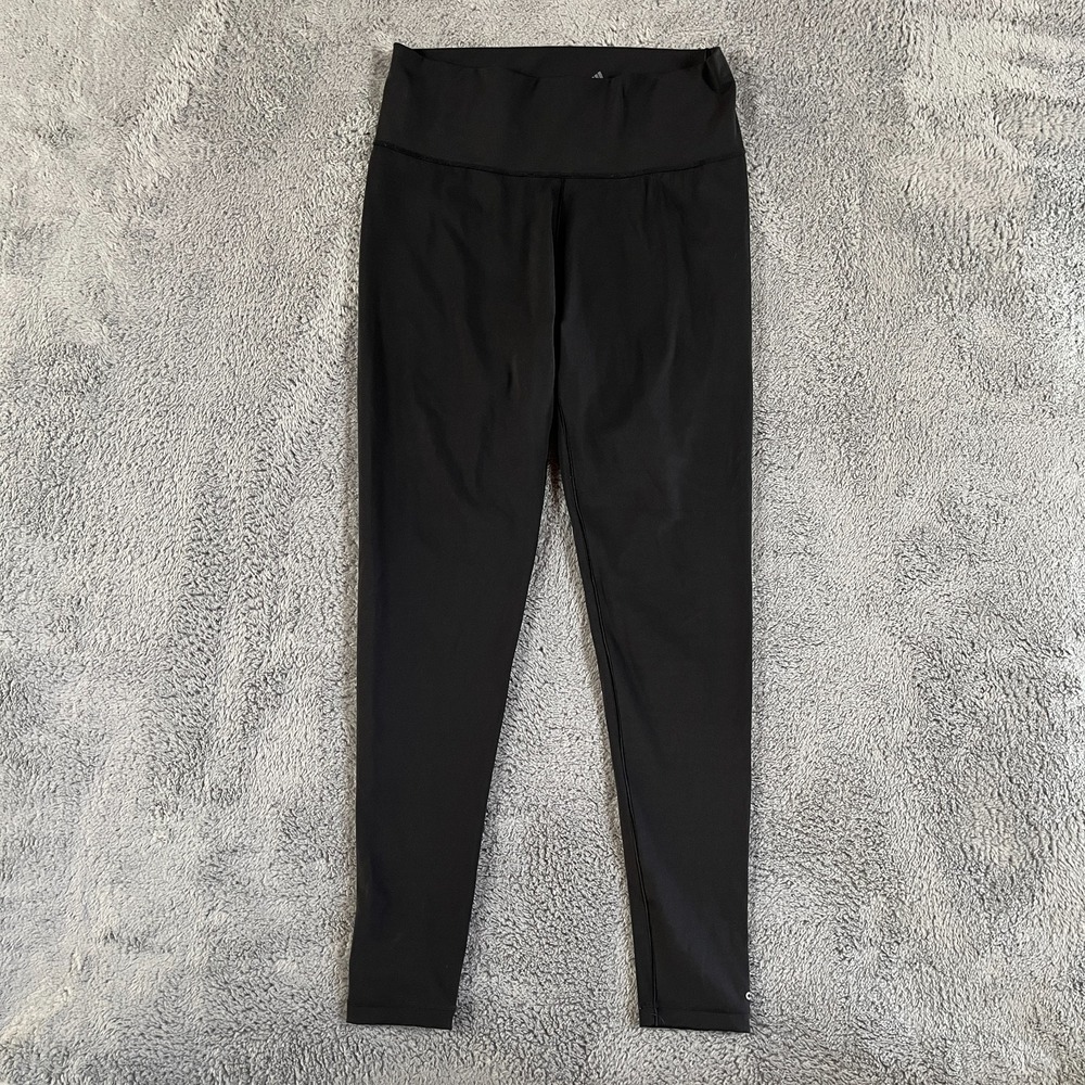 Adidas Athletic Leggings Womens Large Black High Waist Slim Skinny Leg Pull On